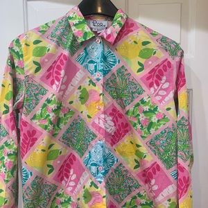 Vintage Lilly Pulitzer Multi Party Patch button up shirt size S